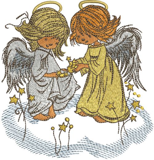 Stars for angels machine embroidery design