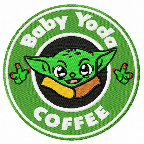 Baby Yoda coffee machine embroidery design
