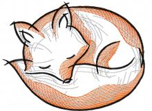 Sleeping little fox embroidery design