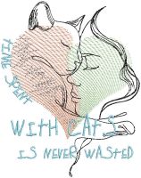 Time spent with cats is never wasted free embroidery design Time spent with cats is never wasted free embroidery design