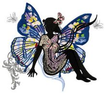 Lady butterfly embroidery design