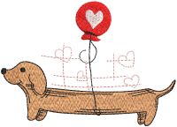 Dachshund with love balloon free embroidery design Dachshund with love balloon free embroidery design